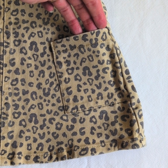 seed heritage leopard print stretch cotton denim jumper dress 2T toddler girls - Picture 3 of 7